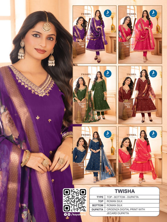 Pink Anarkali roman silk salwar designer wear