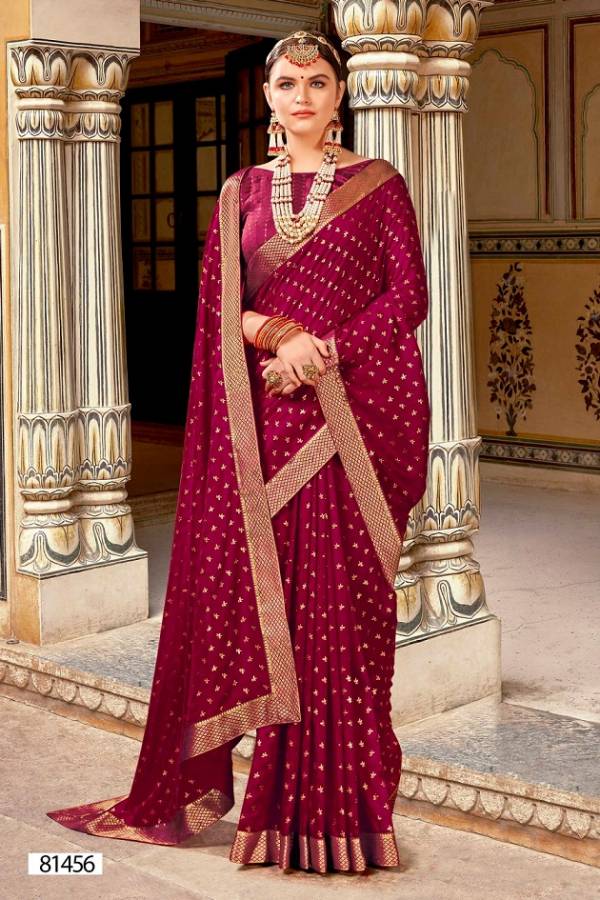 maroon art silk printed gold motifs saree with attached blouse piece