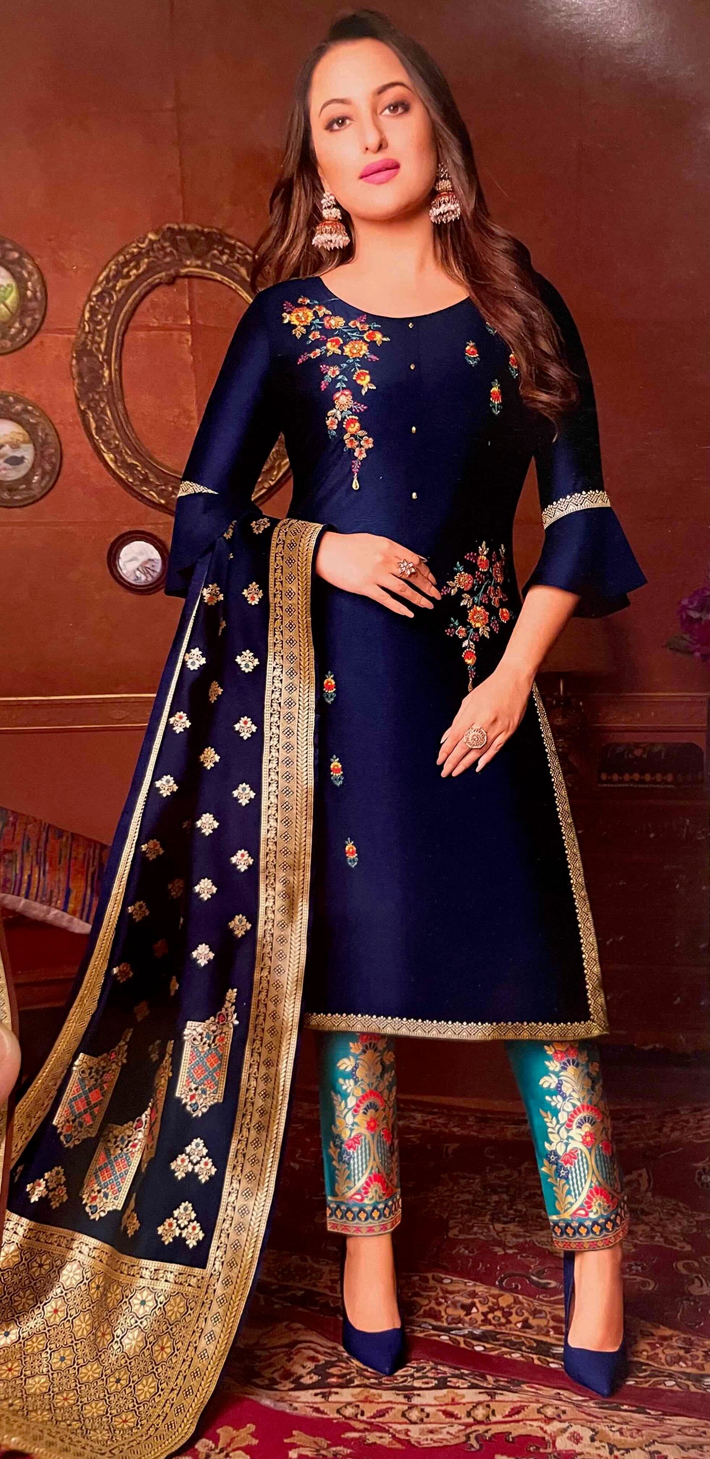 Dark blue designer salwar suit collection