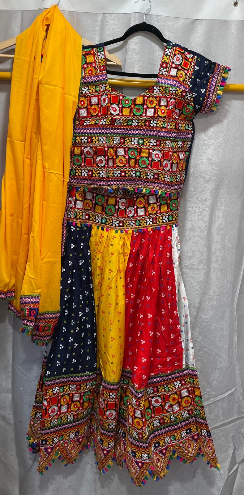 Black blouse multi color gher garba navratri lehenga