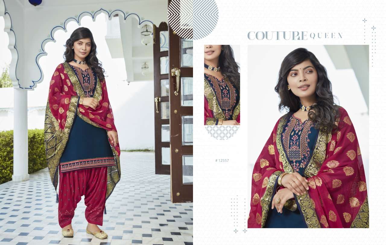 blue maroon patiala suit salwar party wear