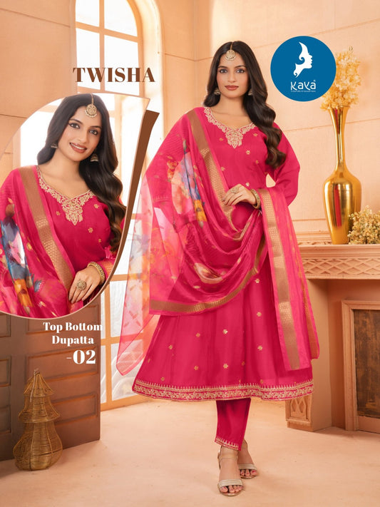 Pink Anarkali roman silk salwar designer wear