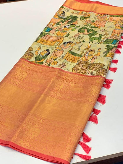 kalamkari banarasi saree