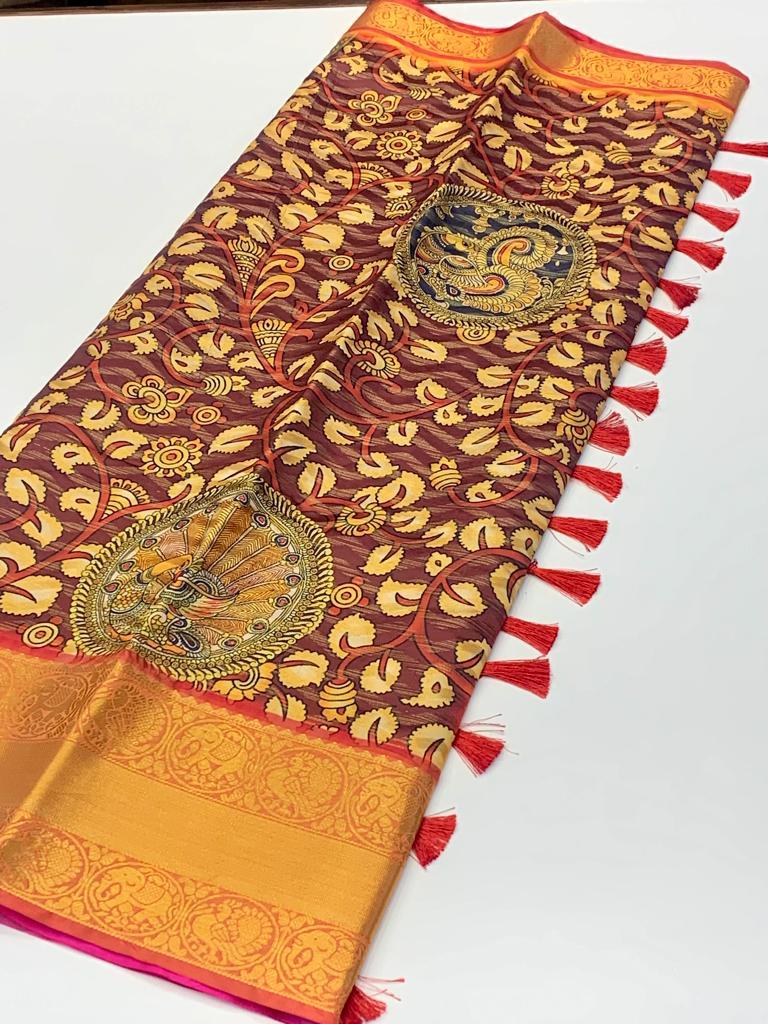 kalamkari banarasi saree