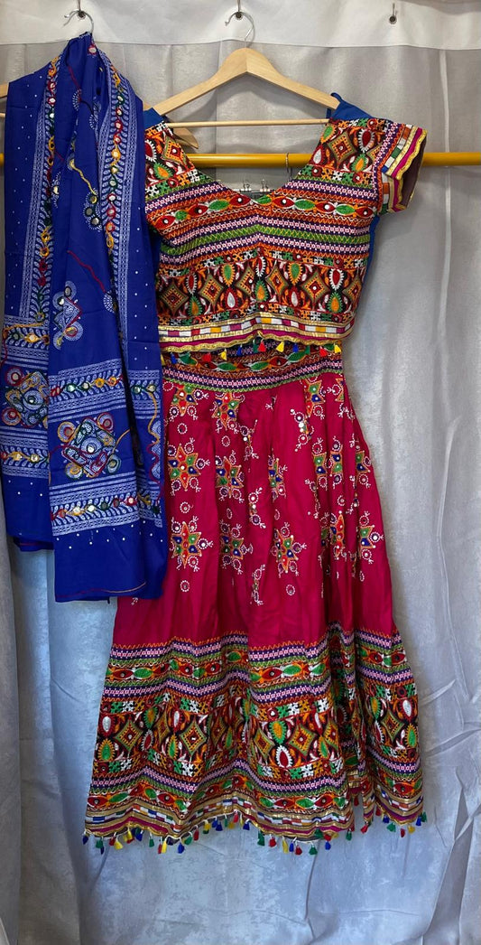 Pink peacock designs garba navratri lehenga