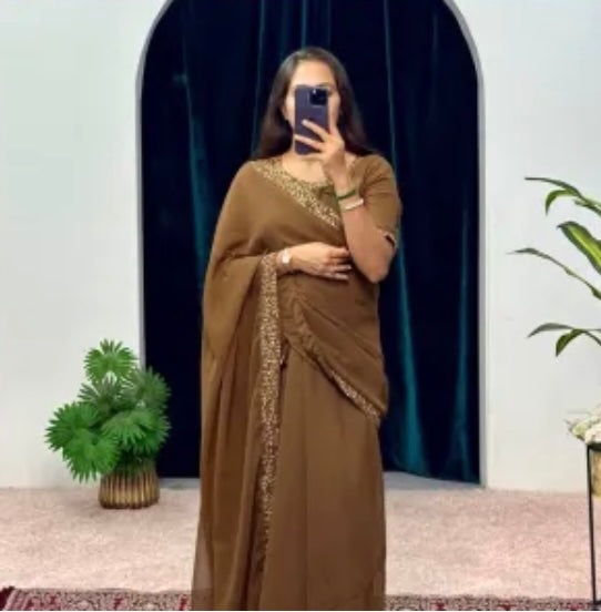 Brown Gown saree