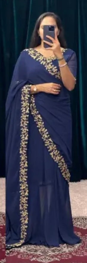 Blue Gown saree