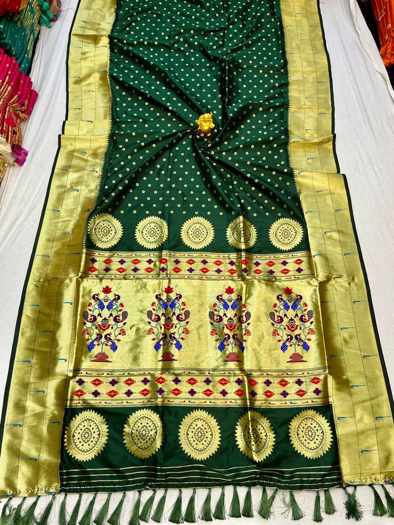 Paithani saree semi banaras silk with ready blouse, fall, pico