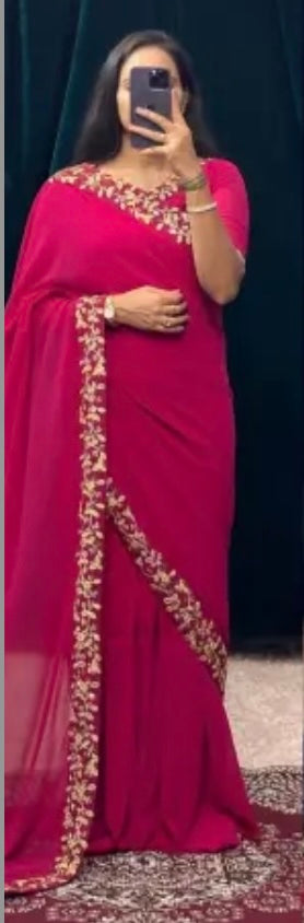 Pink Gown saree