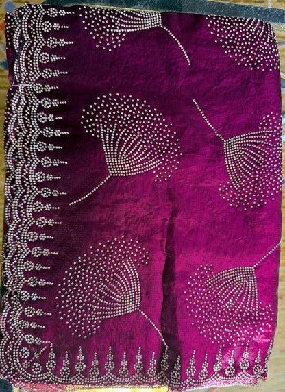 Purple zarkan tulip design fendi silk saree