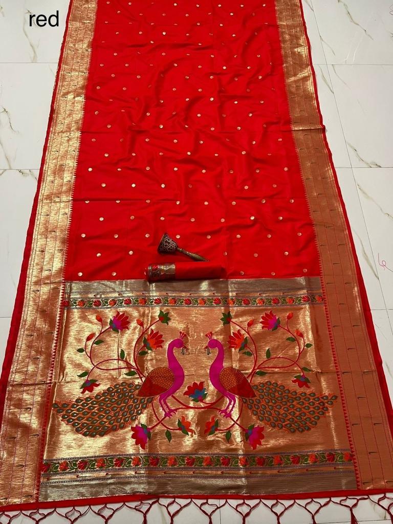 Paithani saree semi banaras silk with ready blouse, fall, pico