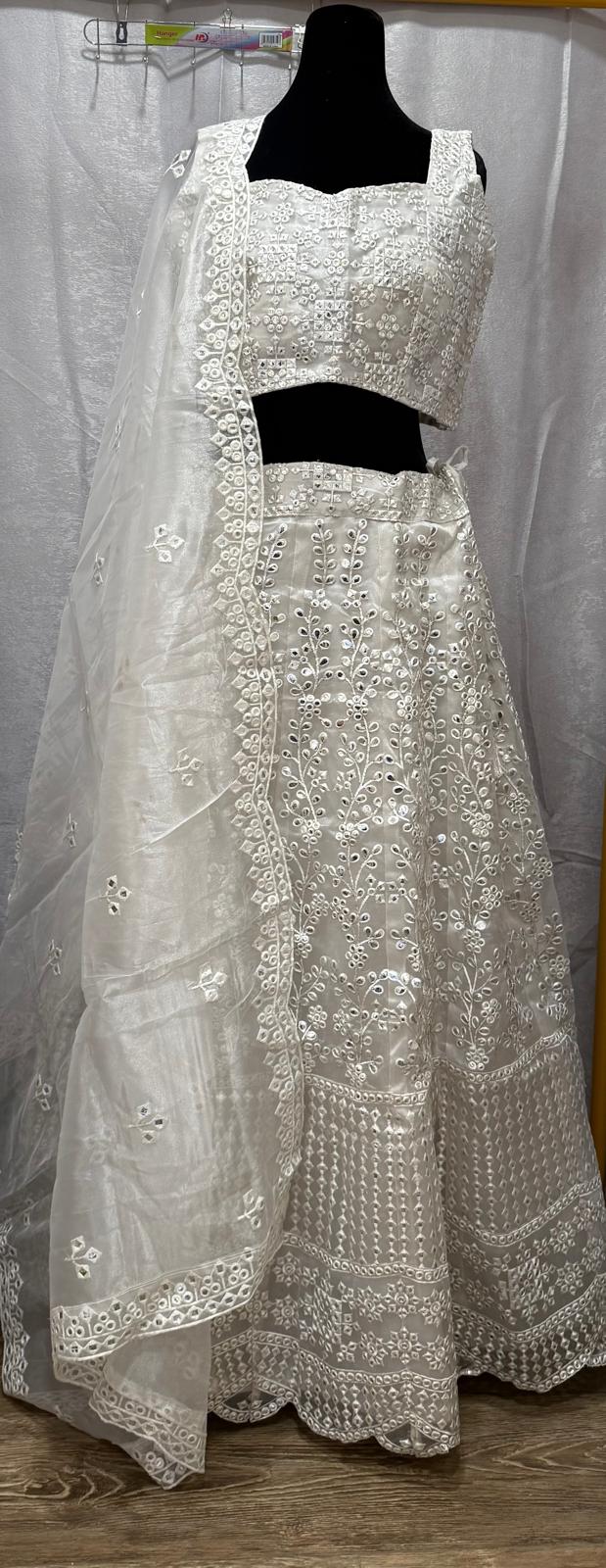 White cream Organza designer lehenga with designer choli